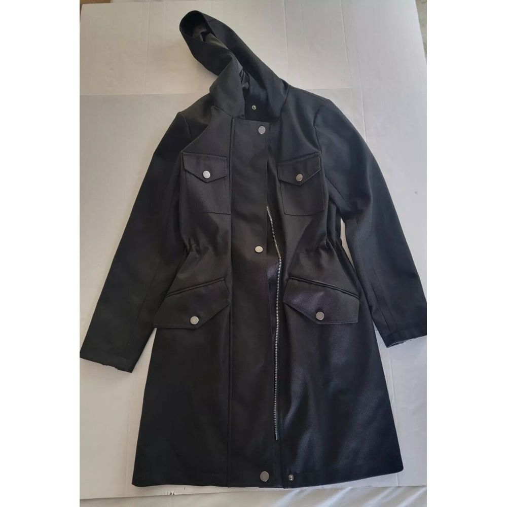 Halogen XS Black 4 Pocket Button And Zip Up 1/4 Zip Up Sleeve‎ Hooded Jacket